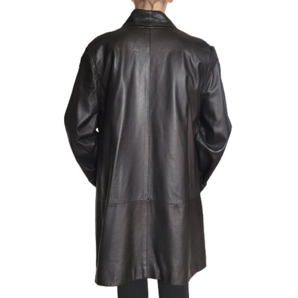 Vtg Leather Jacket Italian Black Size 14 - Picture 2 of 11